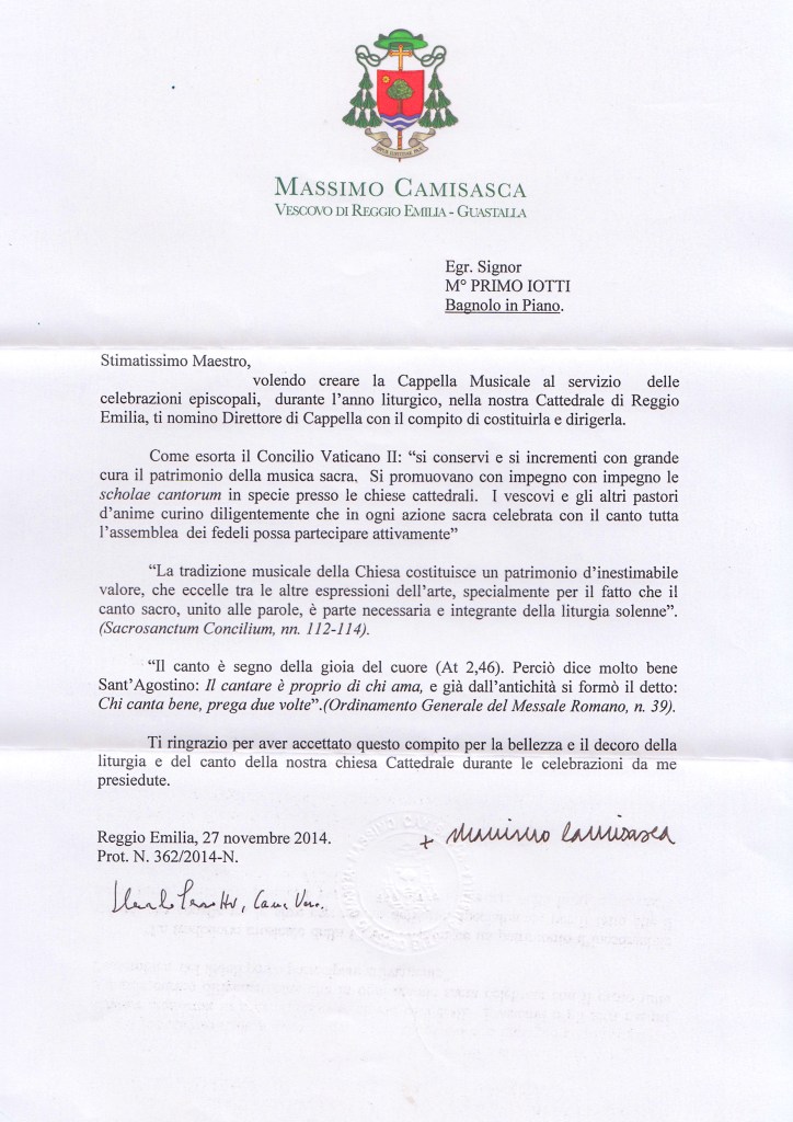 incarico Primo Maetro